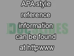 Suggested APA style reference information can be found at httpwww