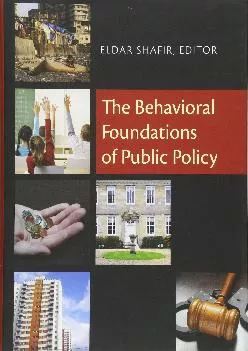 [EPUB] -  The Behavioral Foundations of Public Policy