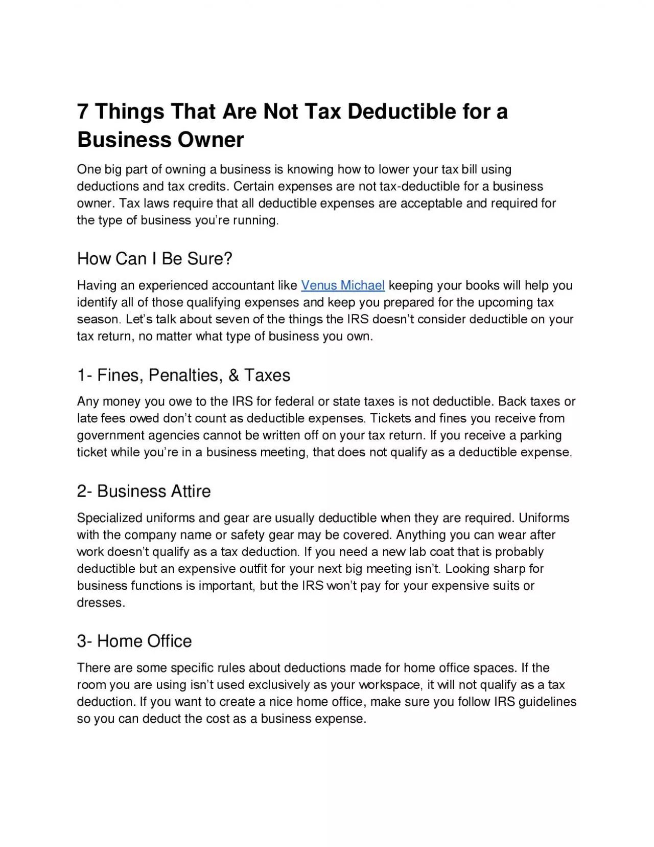 PDF-7 Things That Are Not Tax Deductible for a Business Owner