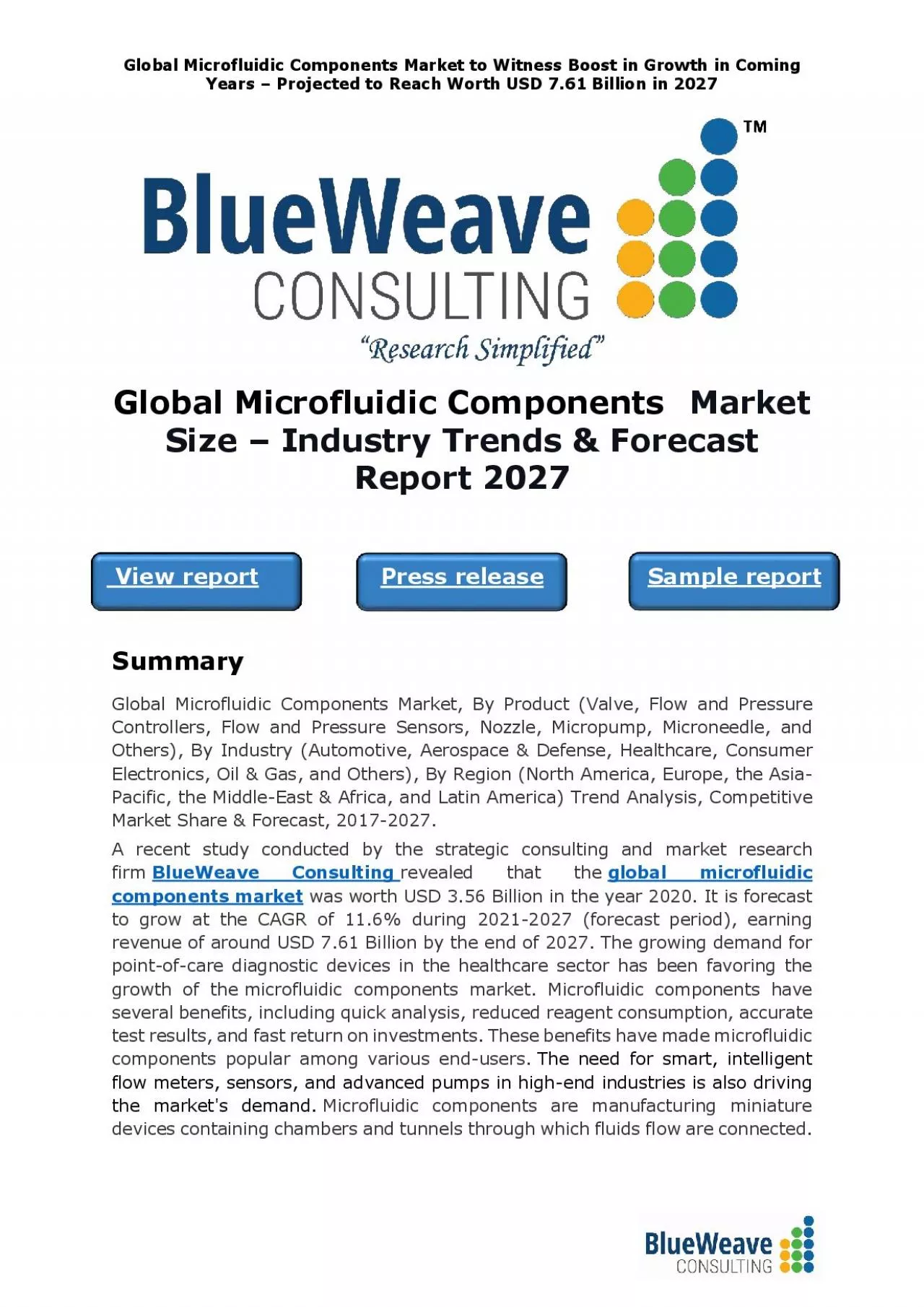 PDF-Global microfluidic components market was worth USD 3.56 Billion in 2020, and it is further