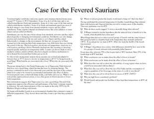 Case for the Fevered Saurians Terrestrial higher verte