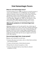 Viral Hemorrhagic Fevers What are viral hemorrhagic fe