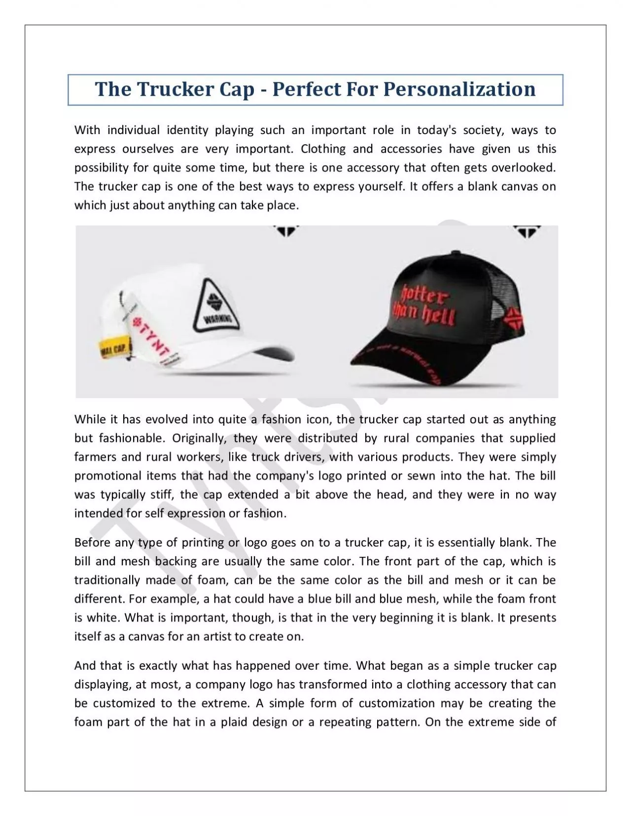 PDF-The Trucker Cap – Perfect For Personalization