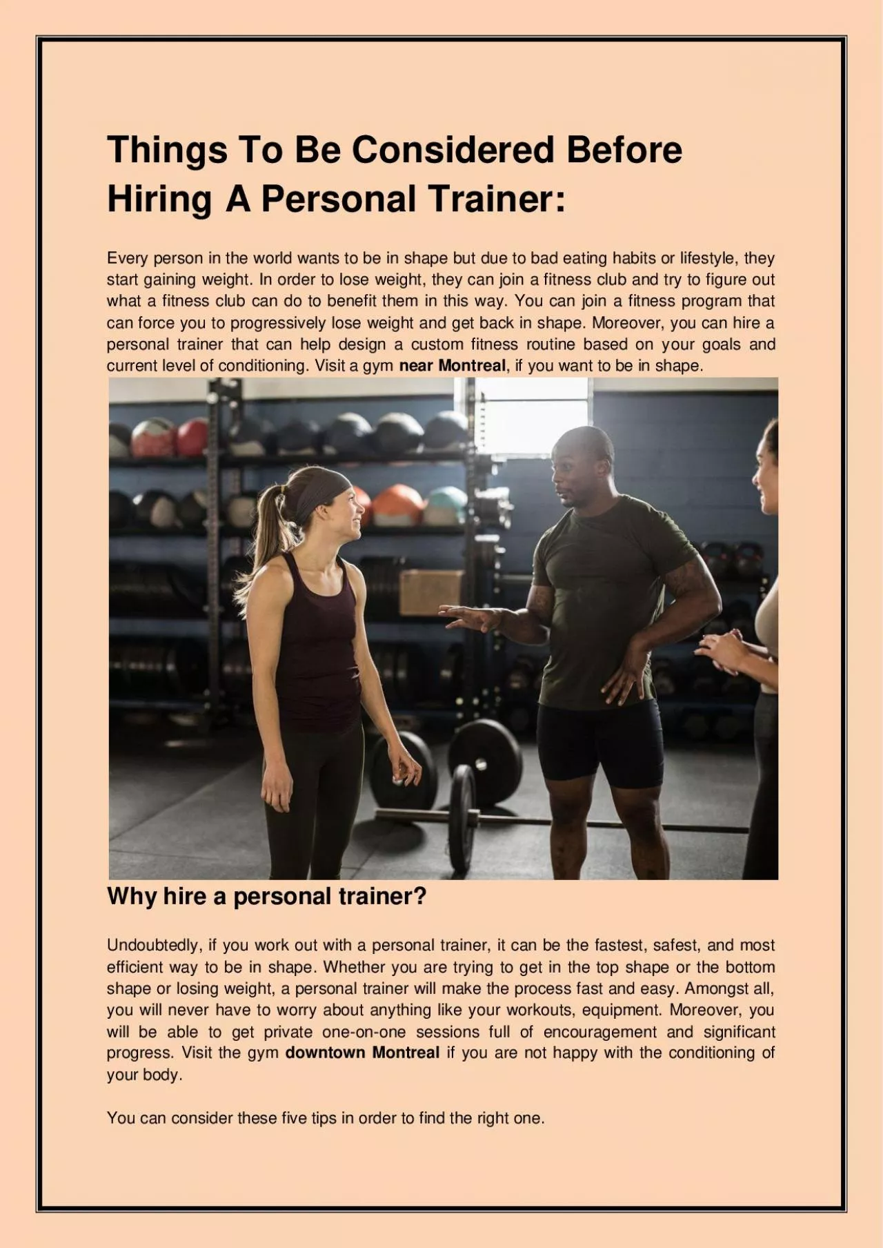 PDF-Things To Be Considered Before Hiring A Personal Trainer: