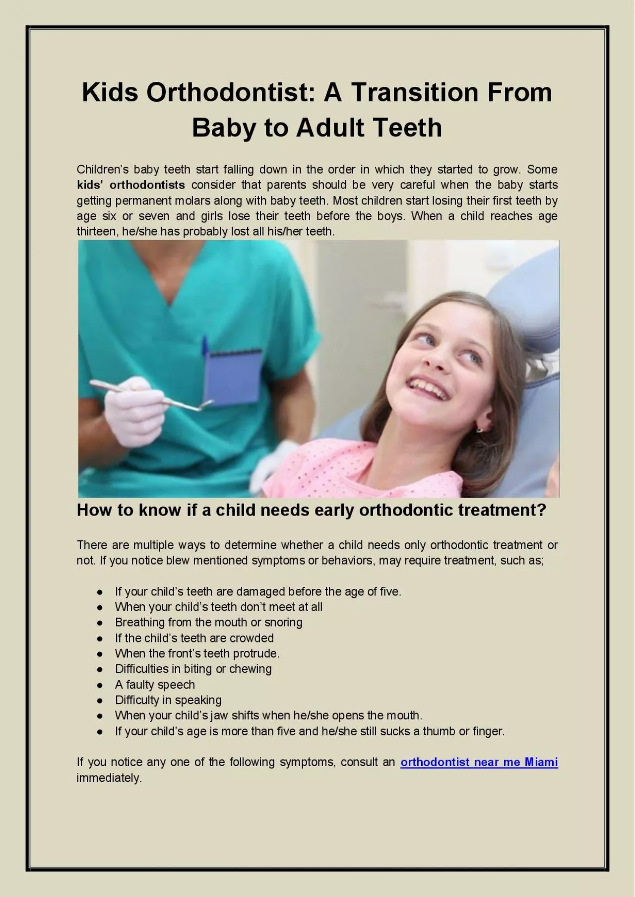 PDF-Kids Orthodontist: A Transition From Baby to Adult Teeth