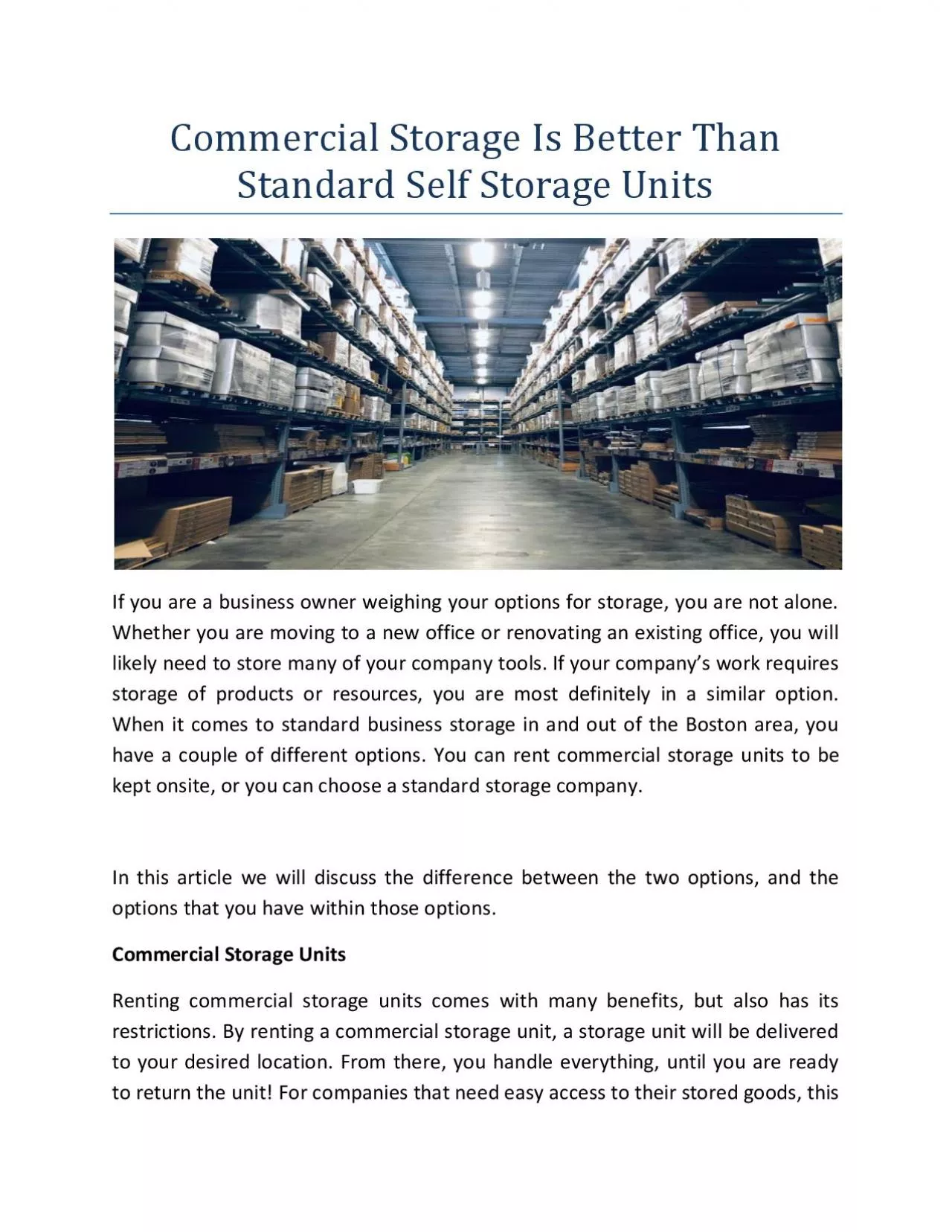 PDF-Commercial Storage Is Better Than Standard Self Storage Units