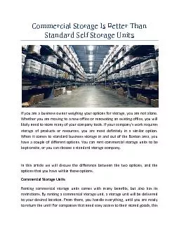 Commercial Storage Is Better Than Standard Self Storage Units