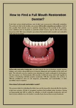 How to Find a Full Mouth Restoration Dentist?