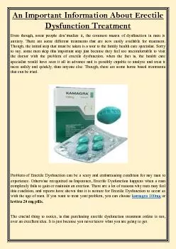 An Important Information About Erectile Dysfunction Treatment