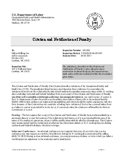 Citation and Notification of Penalty  Page 1      OSHA2 US Department