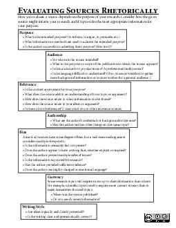 How you evaluate a source depends on the purpose of your research Cons