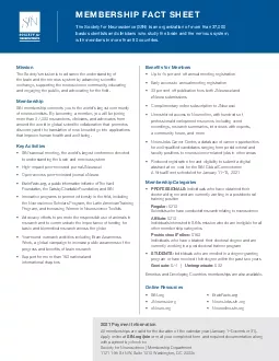 MEMBERSHIP FACT SHEET The Society for Neuroscience SfN is an organizat