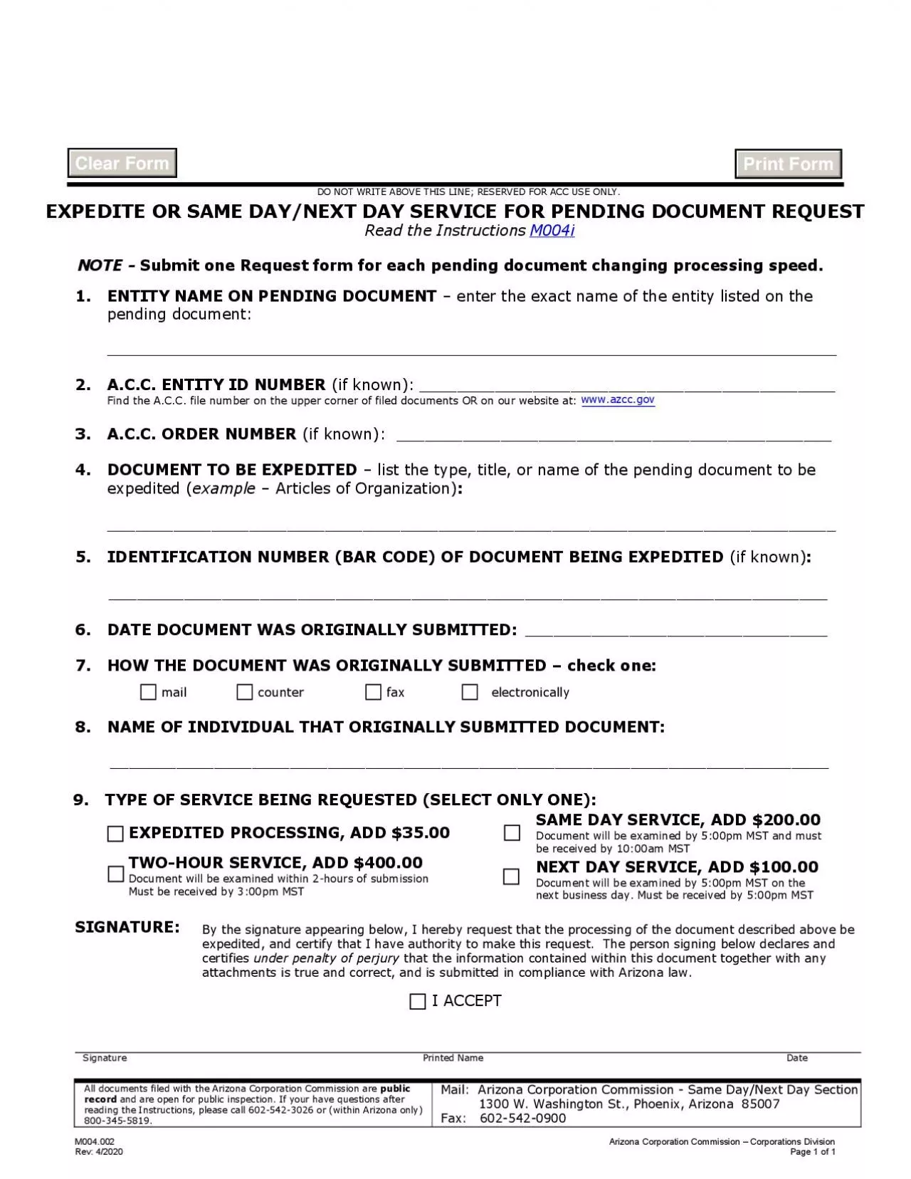 PDF-M004002 Arizona Corporation Commission 150 Corpor