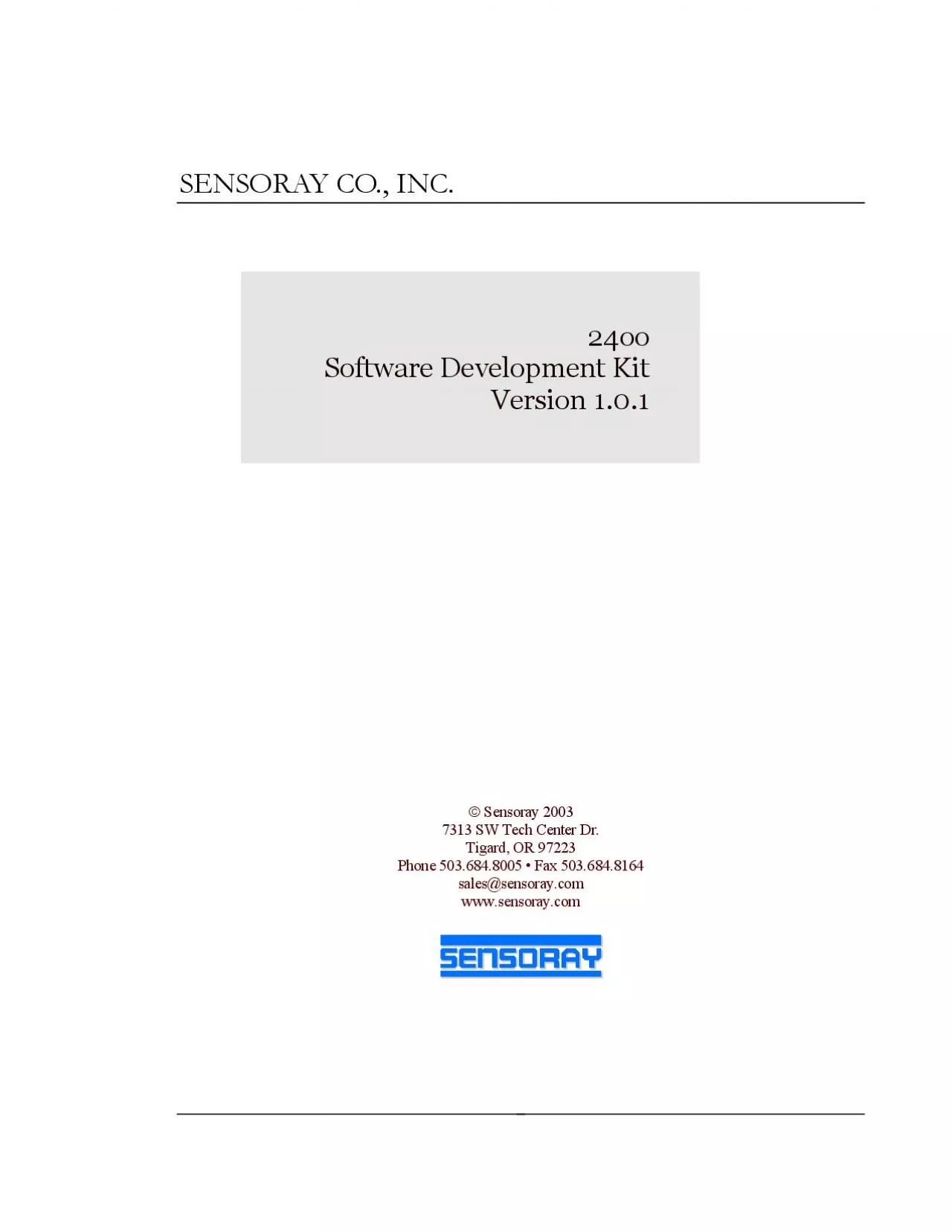 PDF-SENSORAY CO INC