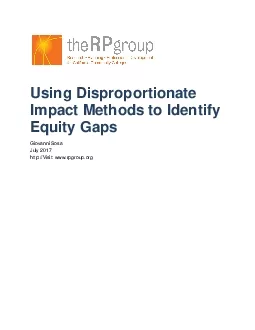 Using Disproportionate Impact Methods to Identify Equity GapsGiovanni