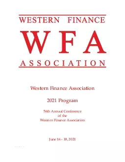 WesternFinanceAssociation2021Program56thAnnualConferenceoftheWesternFi