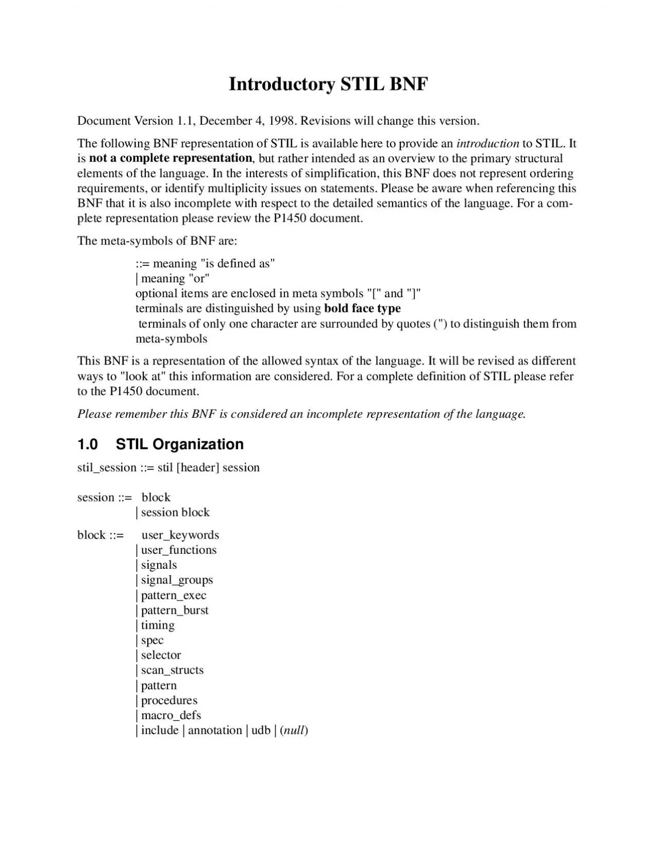 PDF-Introductory STIL BNFDocument Version 11 December 4 1998 Revisions wil