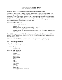 Introductory STIL BNFDocument Version 11 December 4 1998 Revisions wil