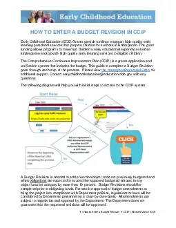 Enter a Budget Revision in CCIP