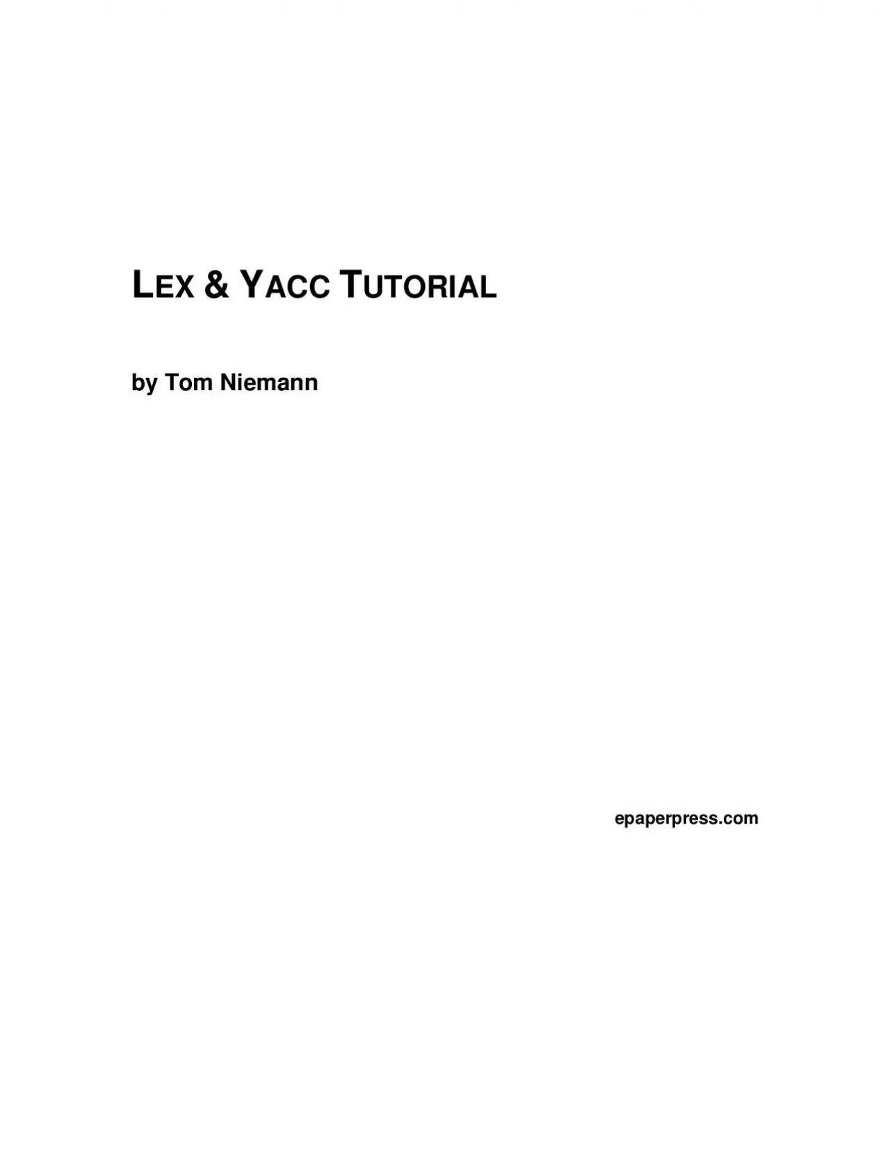 PDF-LEX YACC TUTORIAL by Tom Niemann epaperpresscom