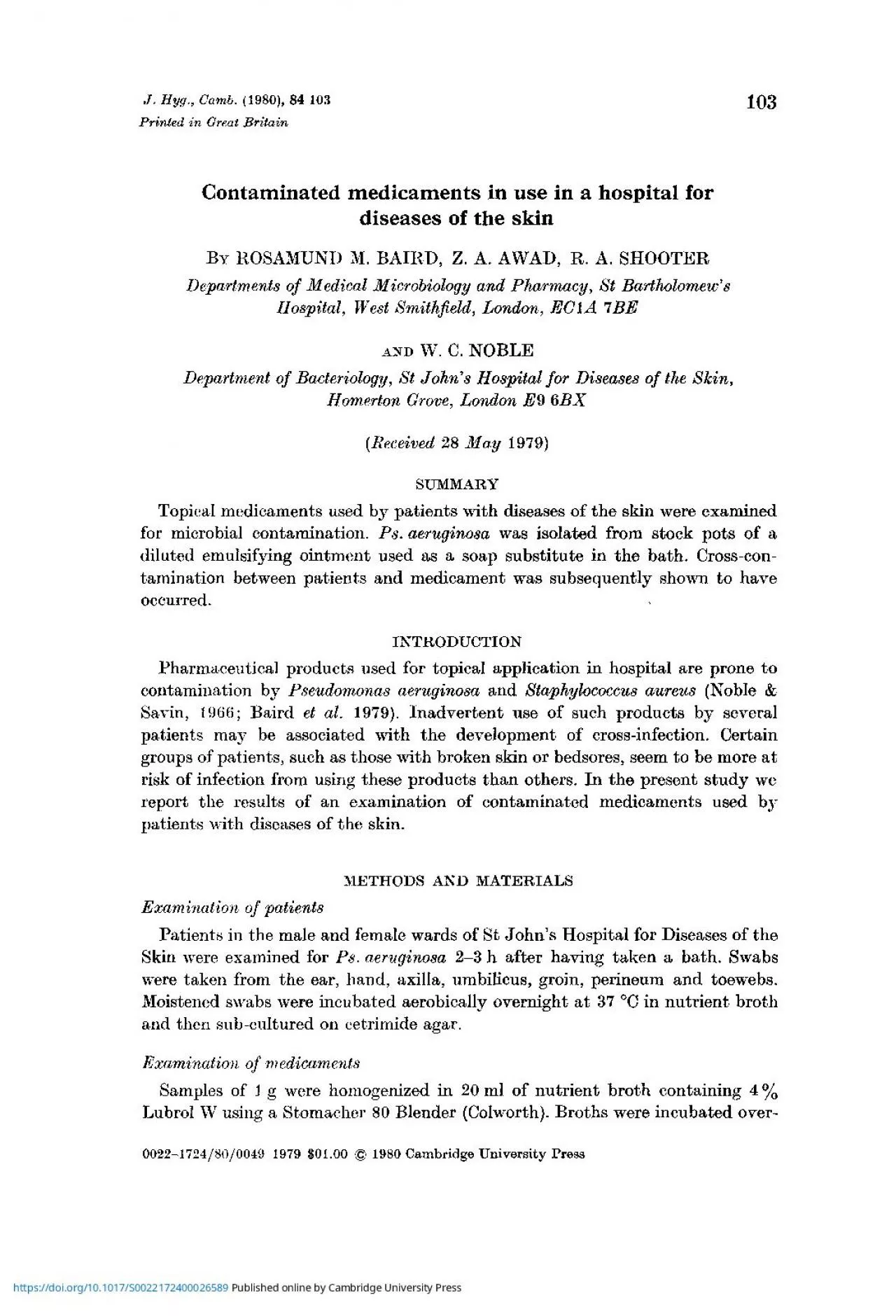 PDF-J Hyg Camb 1980 8 10 10Printed in Great BritainContaminate medicament