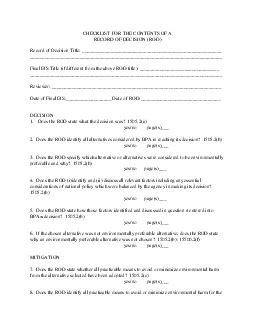 PDF-CHECKLIST FOR THE CONTENTS OF ARECORD OF DECISION RODRecord of Decisio