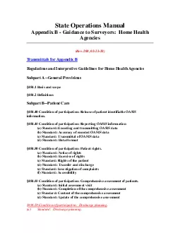 State Operations ManualAppendix B Guidance to Surveyors  Home Health A