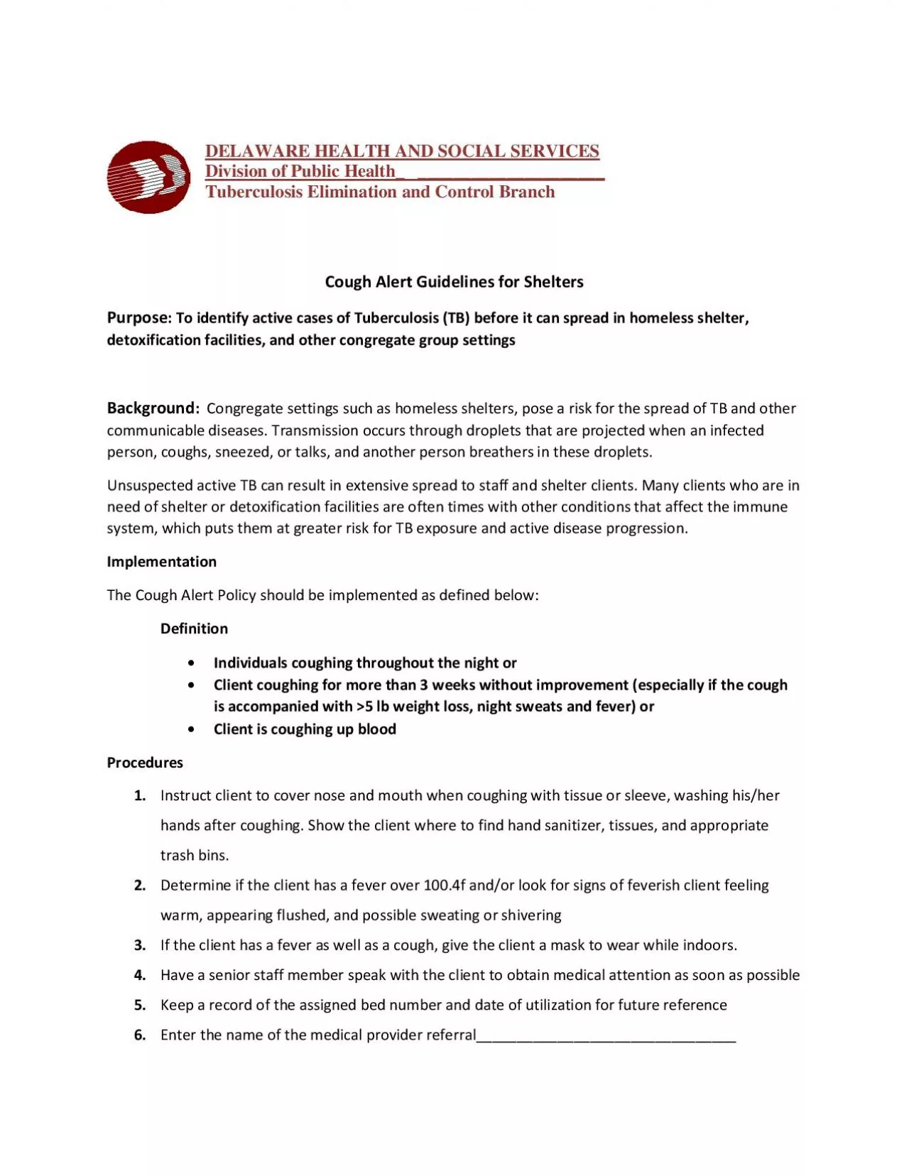 PDF-Cough Alert Guidelines for Shelters