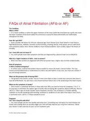 FAQs of Atrial Fibrillation AF ib or AF  o o o o o o o