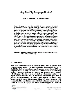 httpwwwbiolinguisticseuWhy Possibly Language Evolved  Peter J Richer