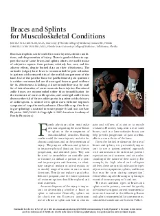 Braces and Splints for Musculoskeletal ConditionsJOCELYN R GRAVLEE MD