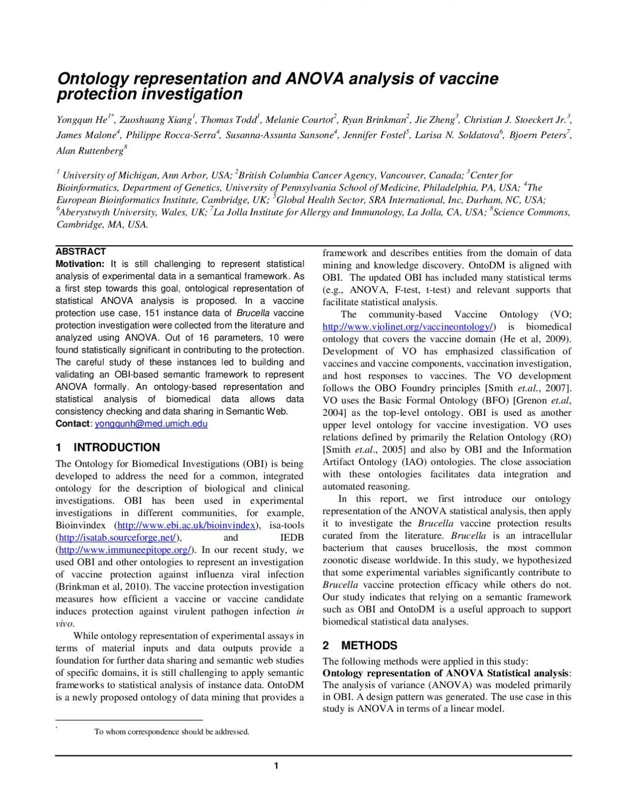 PDF-Ontology representation and ANOVA analysis of vaccine