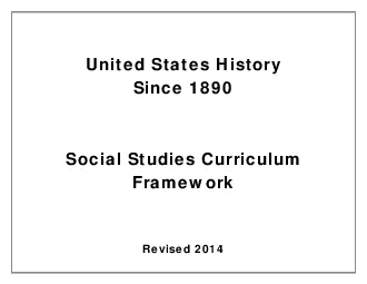 United States HistorySince 1890Social Studies Curriculum Framework