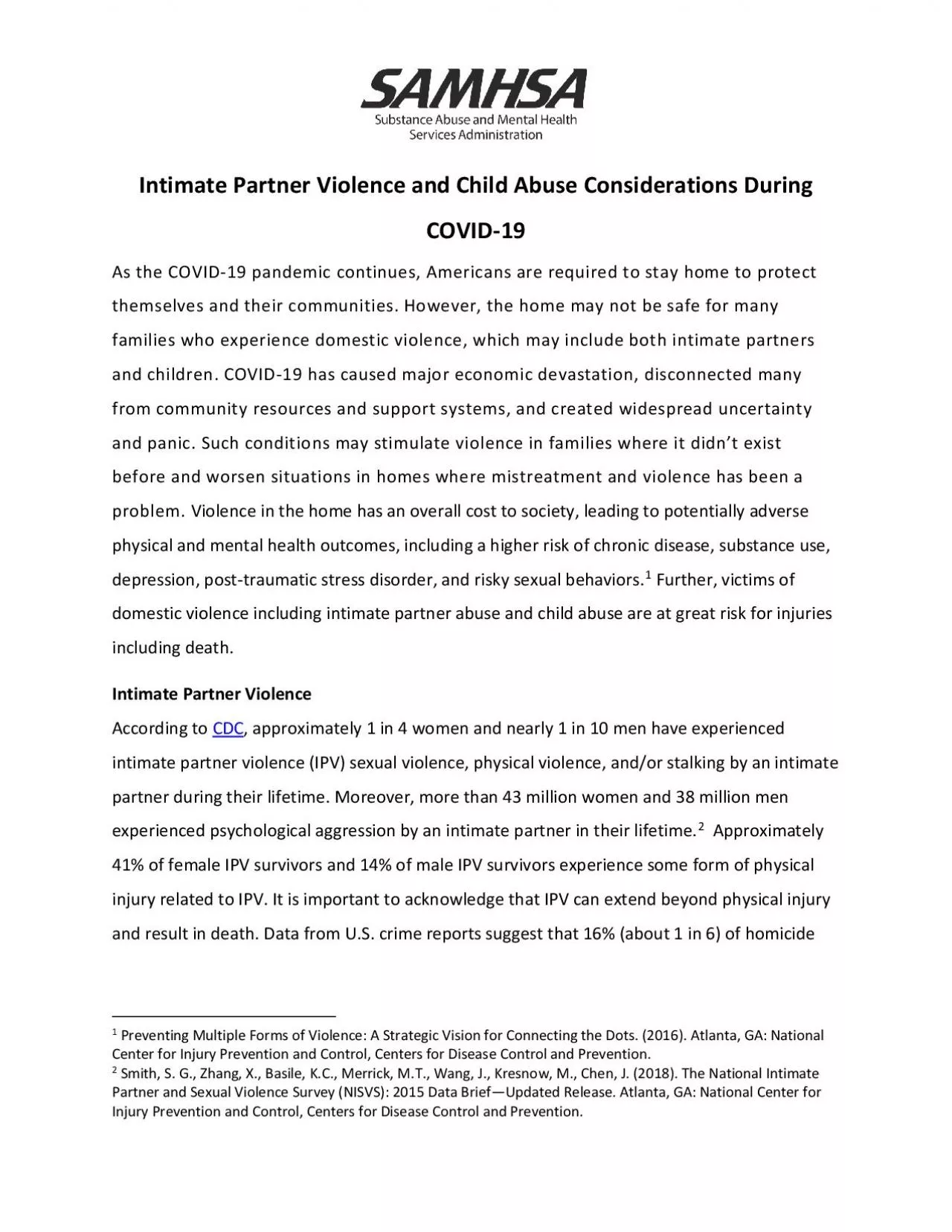 PDF-Intimate Partner Violence and Child Abuse Considerations During COVID