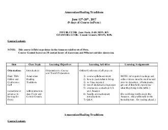 Amazonian Healing TraditionsJune 12 20179 days of Course in PeruINSTRU