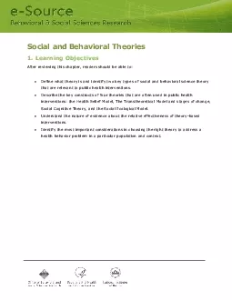 Social and Behavioral Theories1 Learning ObjectivesAfter reviewing thi