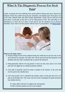 What Is The Diagnostic Process For Neck Pain?