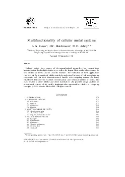 MultifunctionalityofcellularmetalsystemsAGEvansJWHutchinsonMFAshbyDivi