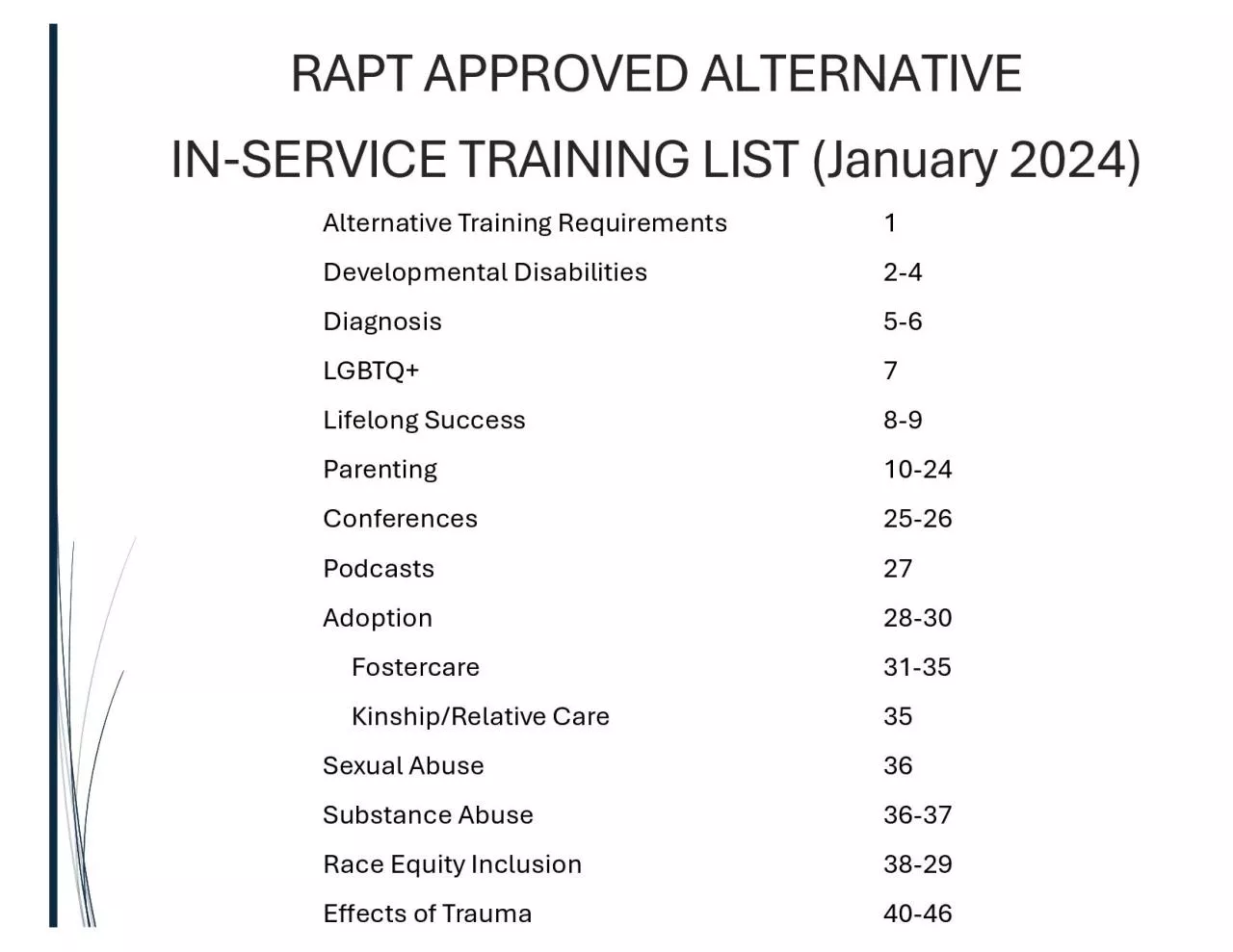 PDF-CURRENT APPROVED ALTERNATIVE INSERVICE TRAINING LIST