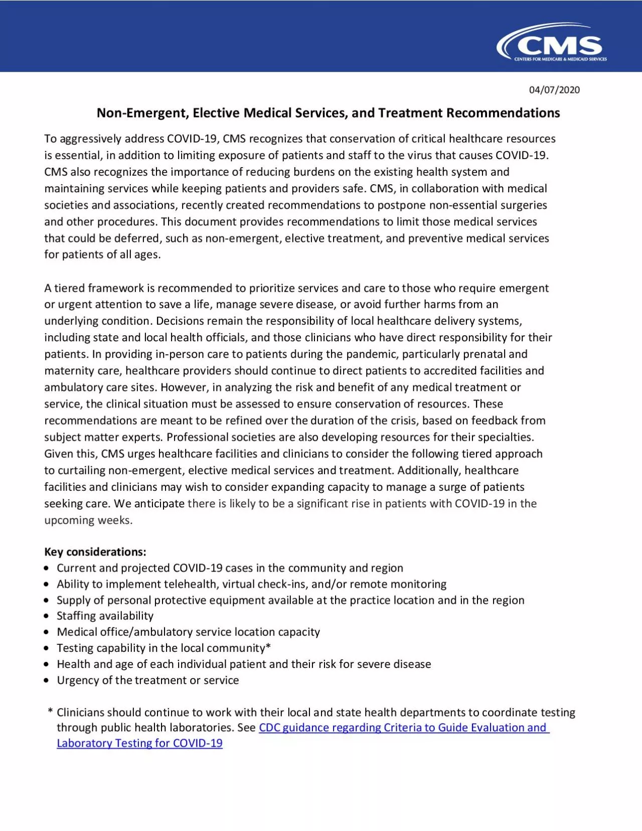 PDF-Emergent Elective Medical Services and Treatment Recommendations To a