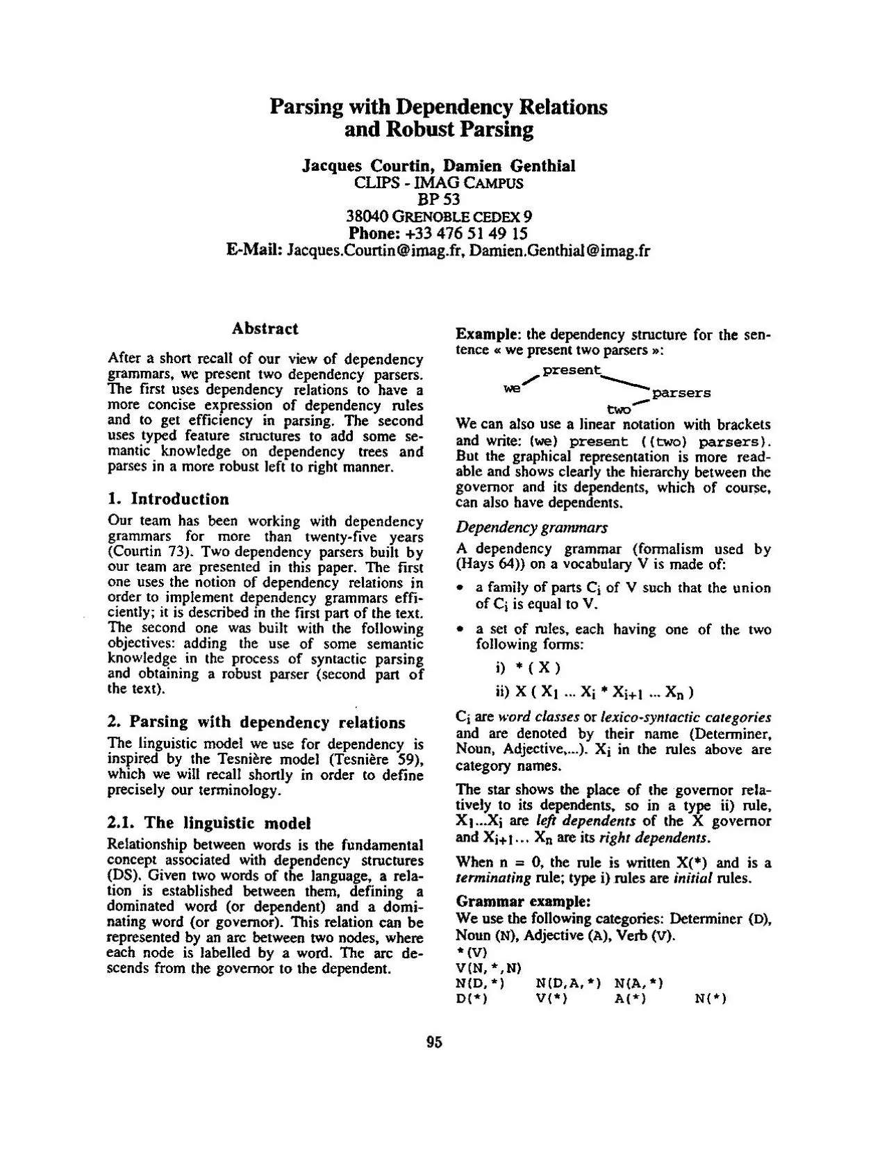 PDF-with Dependency Relations and Robust Parsing