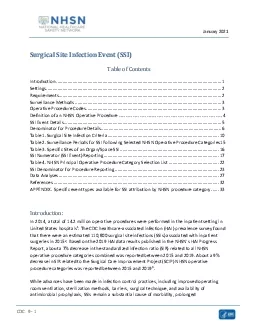 Surgical Site Infection Event SSI Table of Contents Introduction