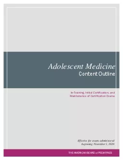 AdolescentMedicineContentOutlineTraining Initial Certification and Mai