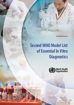 Second WHO Model Listof Essential In VitroDiagnostics