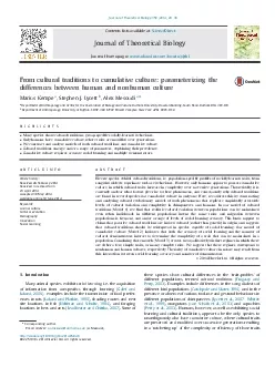 Fromculturaltraditionstocumulativecultureparameterizingthedifferencesb