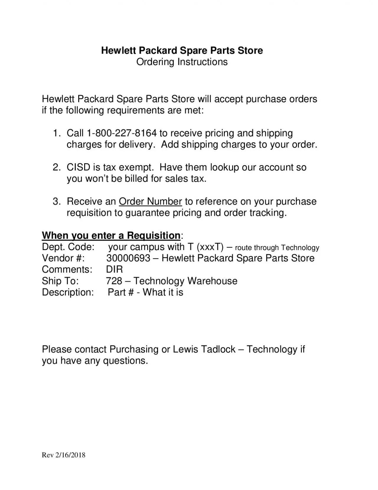 PDF-x0000x0000Rev 2162018Hewlett Packard Spare Parts StoreOrdering Instr