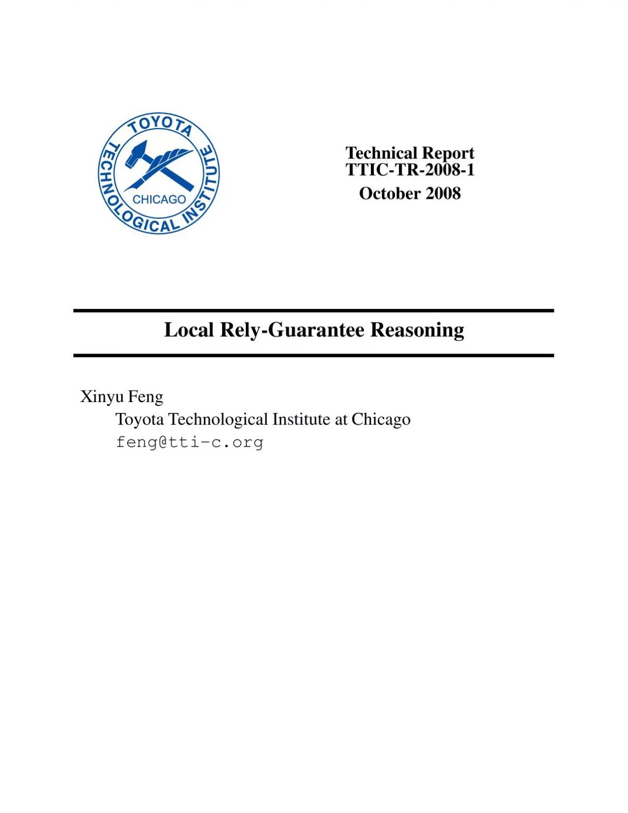 PDF-LocalRelyGuaranteeReasoningXinyuFengToyotaTechnologicalInstituteatChi