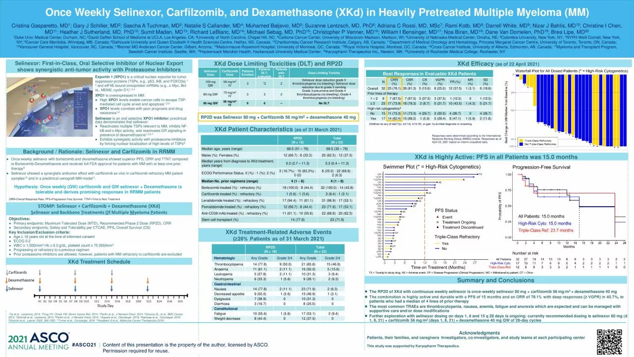 PDF-Once Weekly Selinexor Carfilzomib and Dexamethasone XKd in Heavily Pre