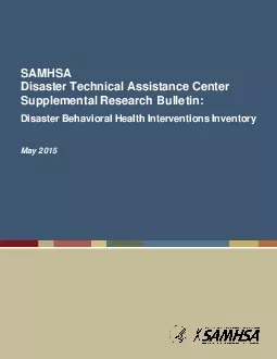 SAMHSADisasterTechnicalAssistanceCenterSupplementalResearchBulletinDis