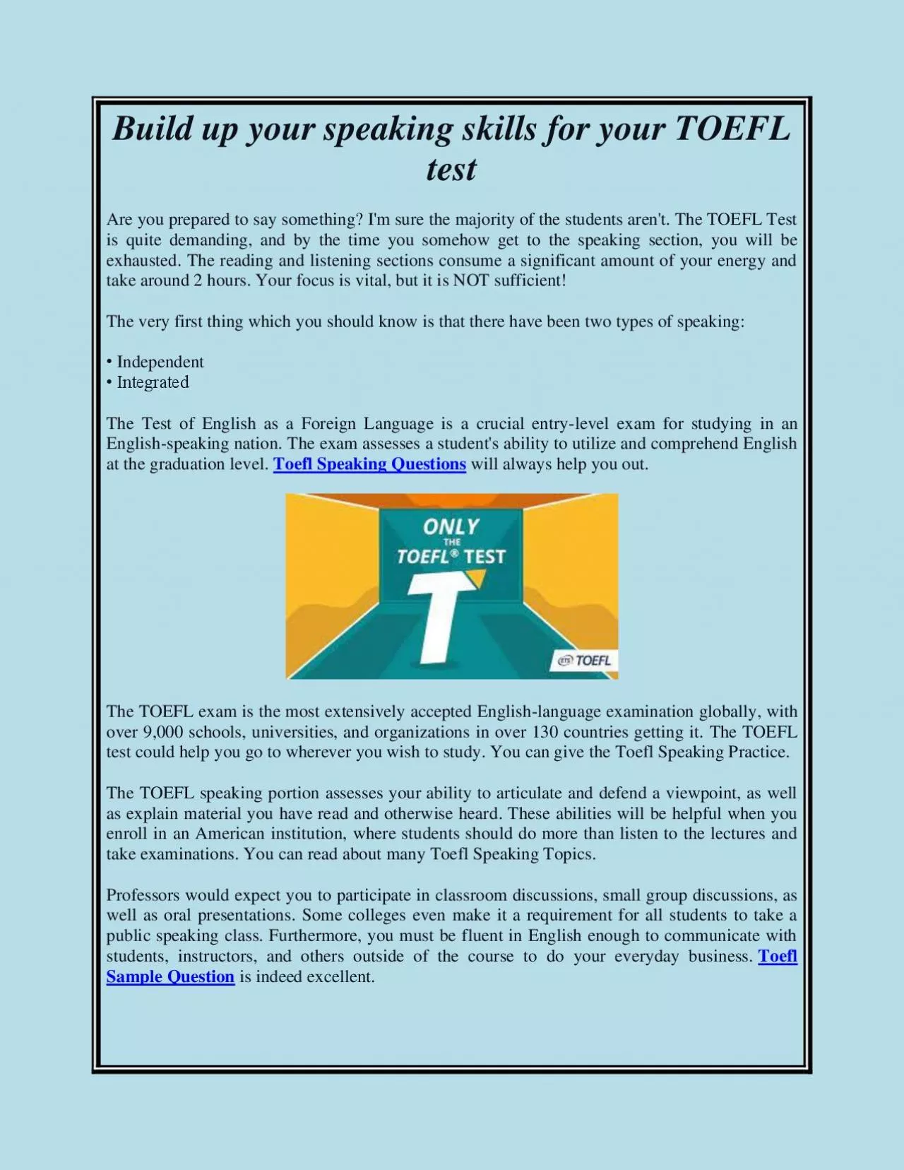 PDF-Build up your speaking skills for your TOEFL test